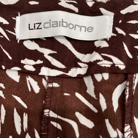 NEW Liz Claiborne | Wide Leg Cropped Pants | Brown‎ and White Zebra Print | XL - Picture 11 of 14